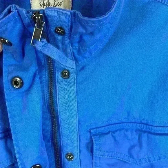 Style & Co Utility Jacket Women’s Sz S Blue - Picture 5 of 10